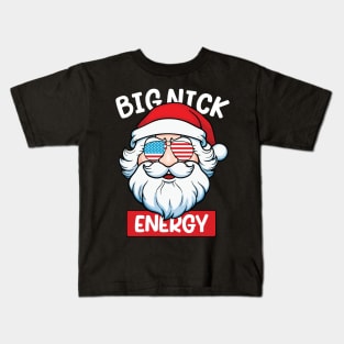 Big Nick Energy Funny Men Santa Ugly Christmas usa flag Kids T-Shirt